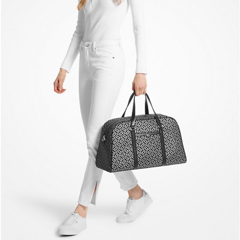 Michael Kors Jet Set Travel Extra-Large Metallic Logo Jacquard Weekender - Picture 4 of 4